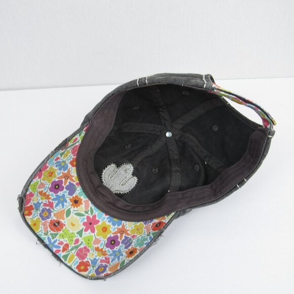 Floral Cactus Embroidered Gray Kbethos Vintage Women's Cap Distressed Adult Hat - Picture 8 of 11